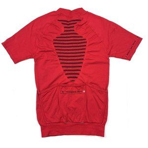 X-Bionic Cycling Jersey Mens Size XL 3/4 Zip Red Pockets Made In Italy